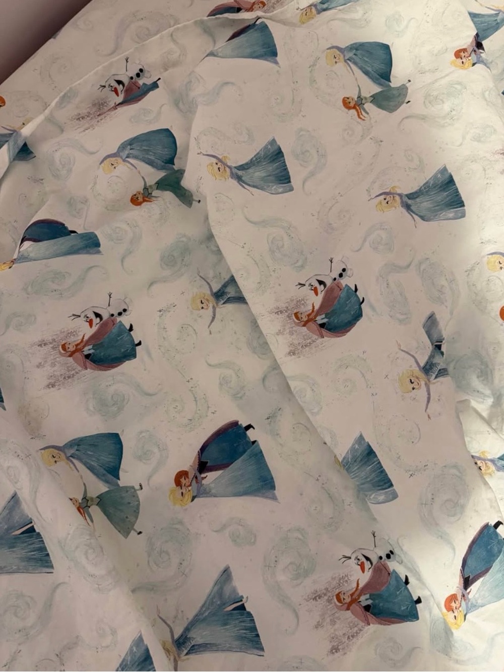 Girls White & Blue Princess Character Bedding Sheet Set